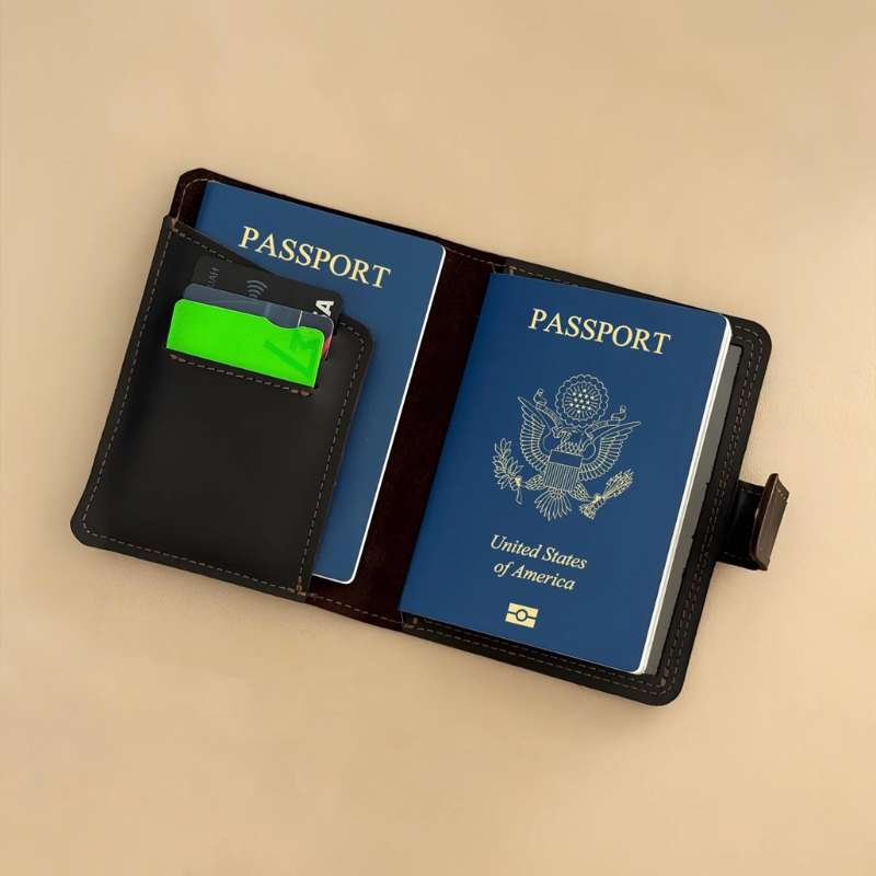 2 in 1 leather passport cover and card holder