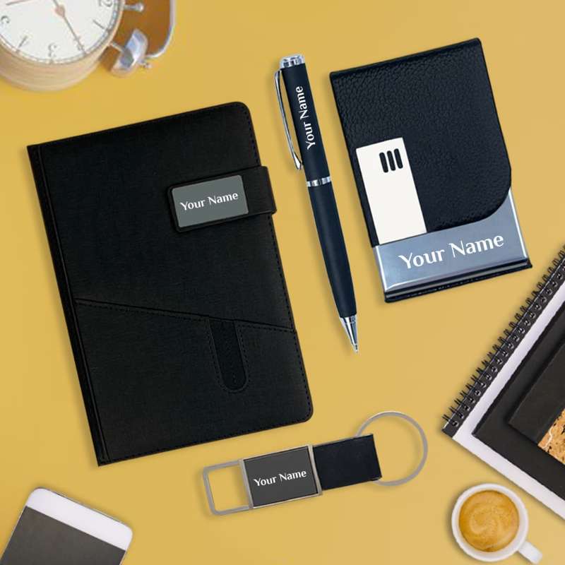 4 in 1 notebook- card holder- pen - key chain set