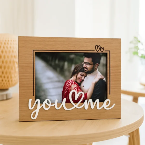 You & Me Wooden Photo Frame – Romantic Gift for Couple