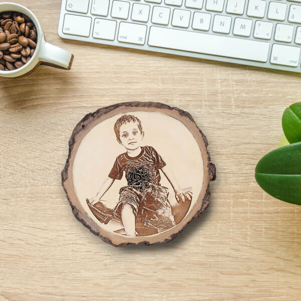 Personalized Natural Wooden Slice Photo Frame with Wood Stand