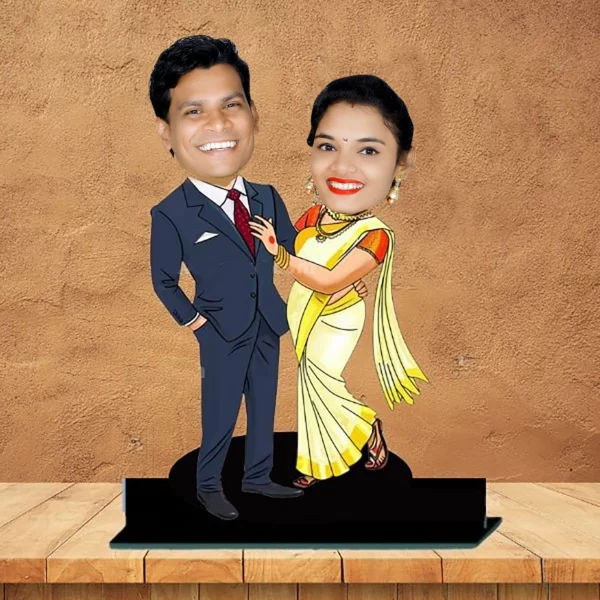 3d Customized Caricature With Cute Couple Photo