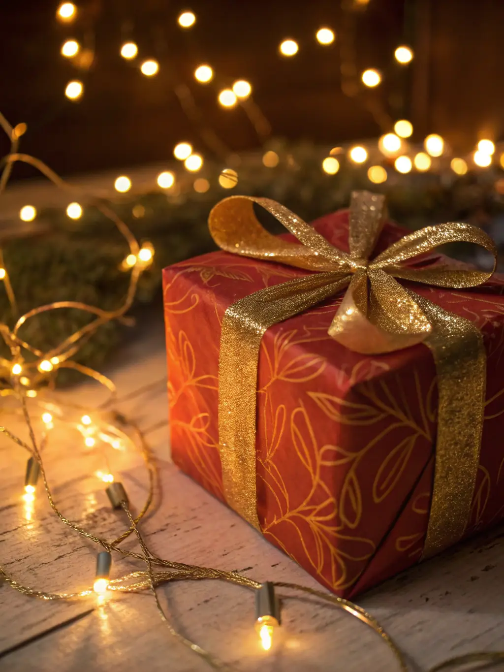 A beautifully wrapped gift box with a birthday theme, including colorful ribbons and balloons, set against a festive background.