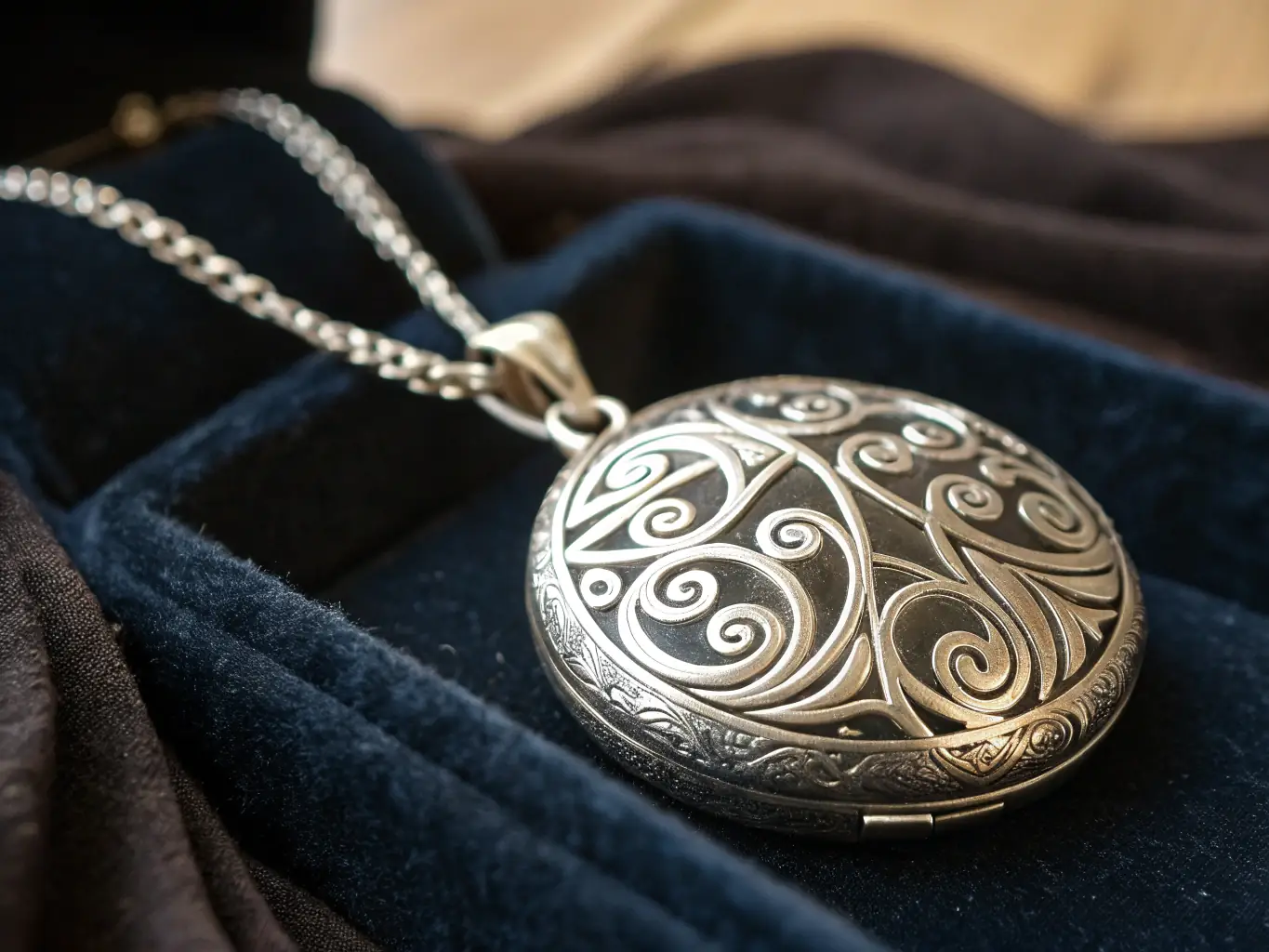A close-up shot of a beautifully engraved silver locket with a personalized message, showcasing the intricate detail and emotional value of the gift.