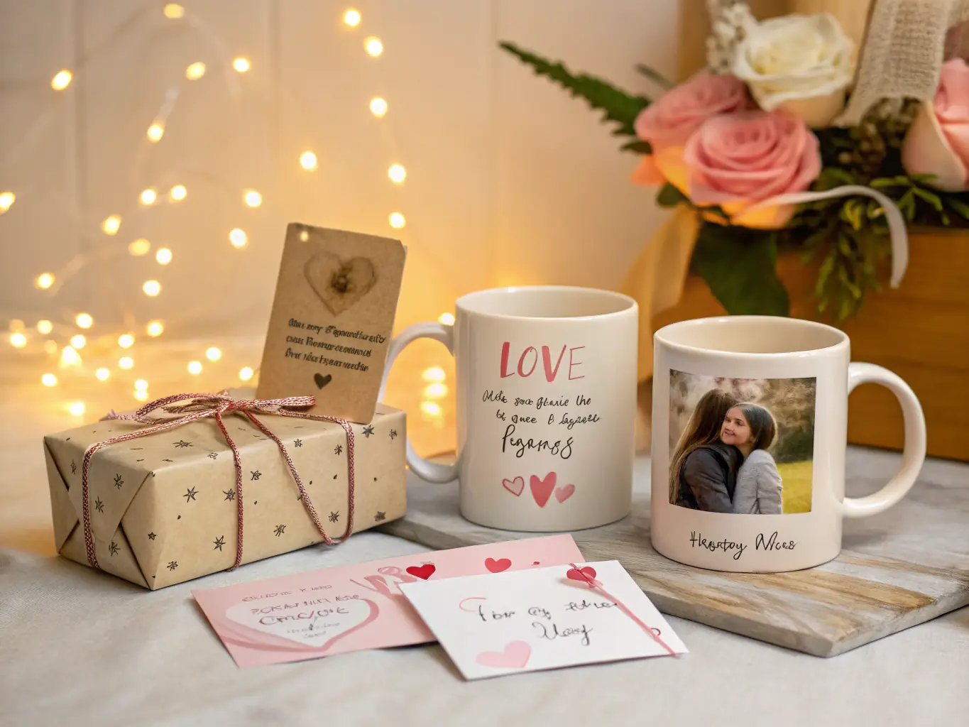 A vibrant image displaying an array of personalized gifts, including a custom-engraved photo frame, a monogrammed mug, and a bespoke piece of jewelry, set against a warm, inviting background.